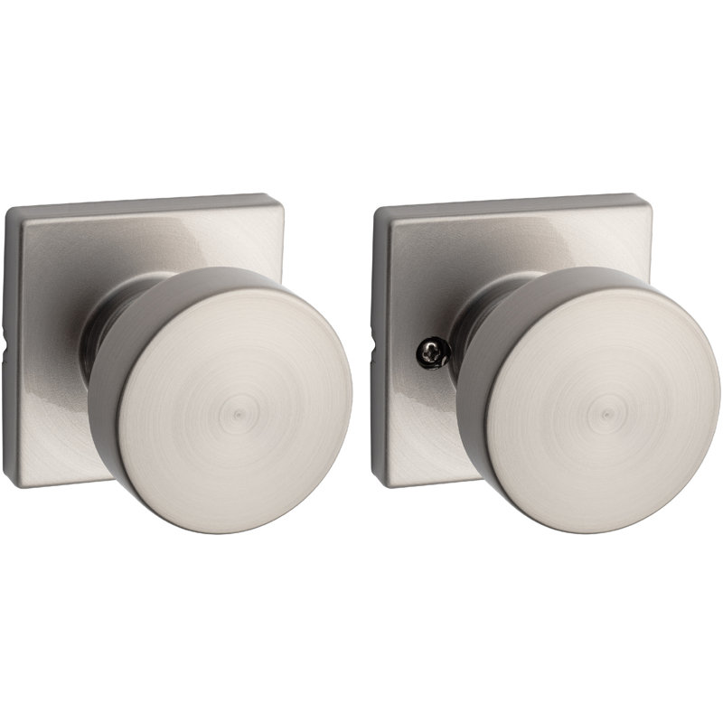 Bouton de porte de passage avec rosette rectangulaire Cambie, Nickel satiné