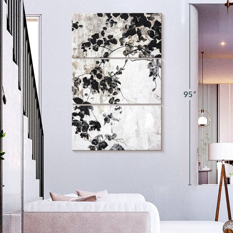 Harnek Black Leaves, 57" H x 36" W