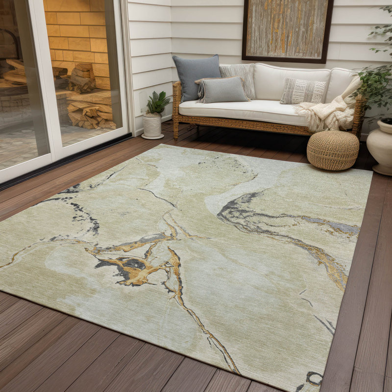 Red Abstract Synthetic 10' x 14' Washable Area Rug