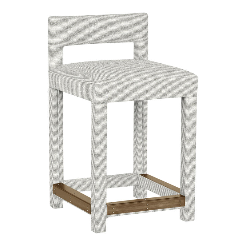 Utica By Thom Filicia Upholstered Counter Stool with Solid Wood Frame, Hampton, Callaloo coton