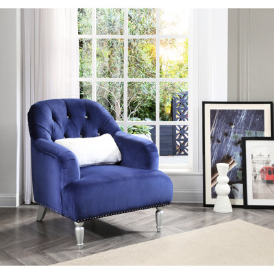 Charmant fauteuil bleu pour une personne - tissu de velours, rembourré de mousse, l 37 po x P 32 po x H 35 po, sans assemblage, rehausse l'attrait de la maison pour une personne de 35 po x H 32 po x P 37 po, confort encastré, costumes