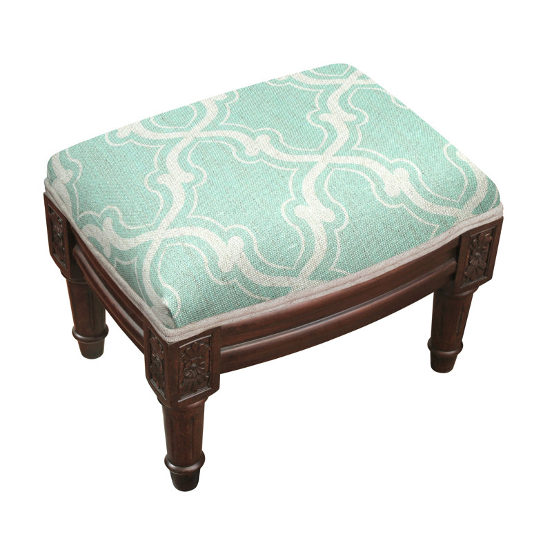 Lymingt Upholstered Ottoman, Aqua, Brown