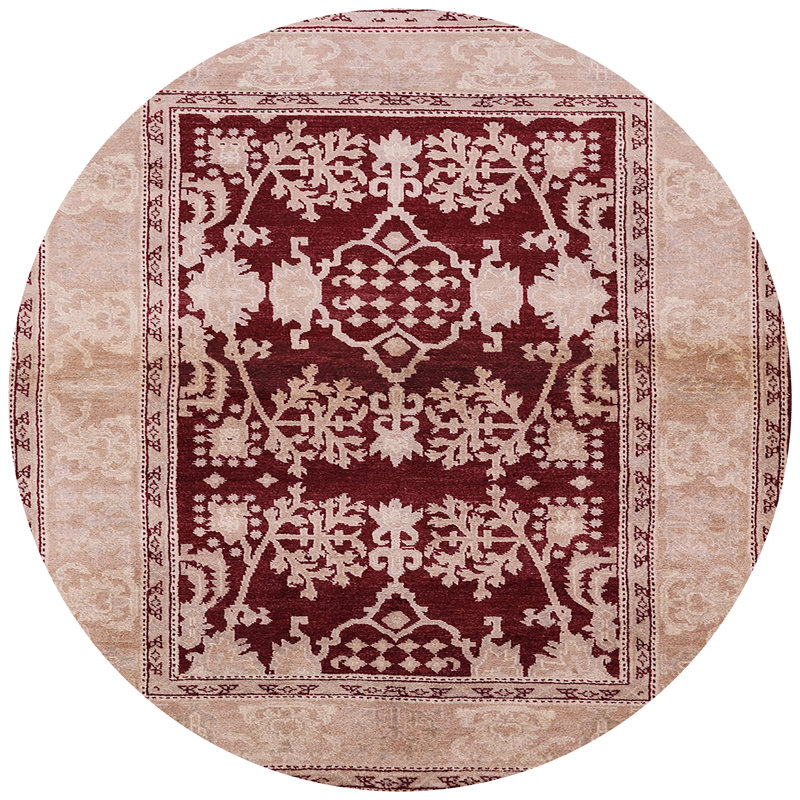 Tapis oriental rouge / beige Passerine, Rond 7 pi