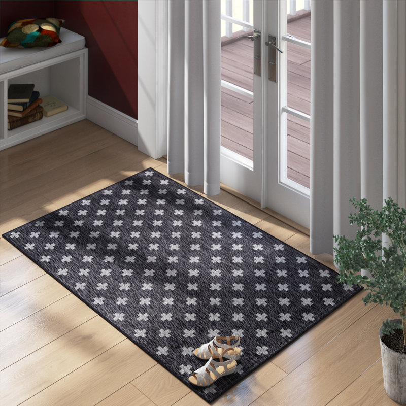 Tapis rayé intérieur / extérieur Umbria, Rectangle 3 pi 3 po x 5 pi, Charcoal 
