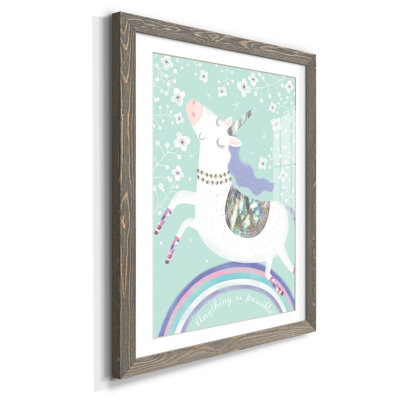 Rainbow Unicorn - Reproduction d'art graphique sur papier encadré