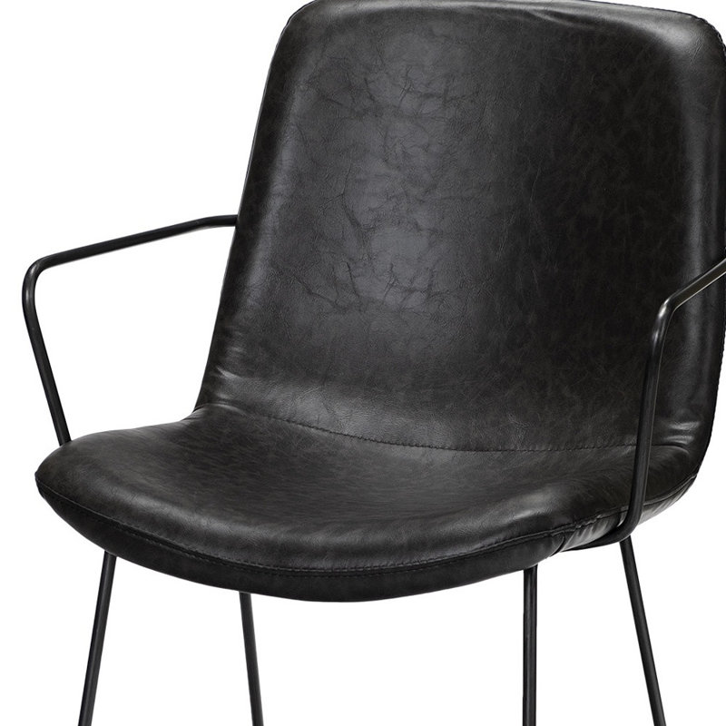 Chaise rembourrée noire en similicuir, Noir