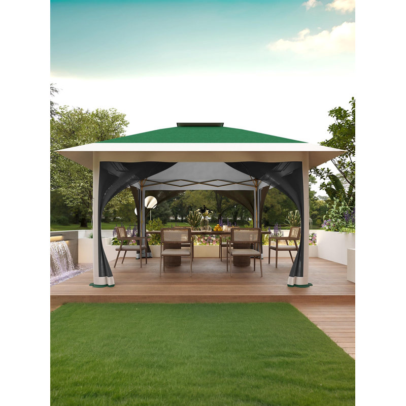 13 Ft. W x 13 Ft. D Metal Dome Gazebo, Green