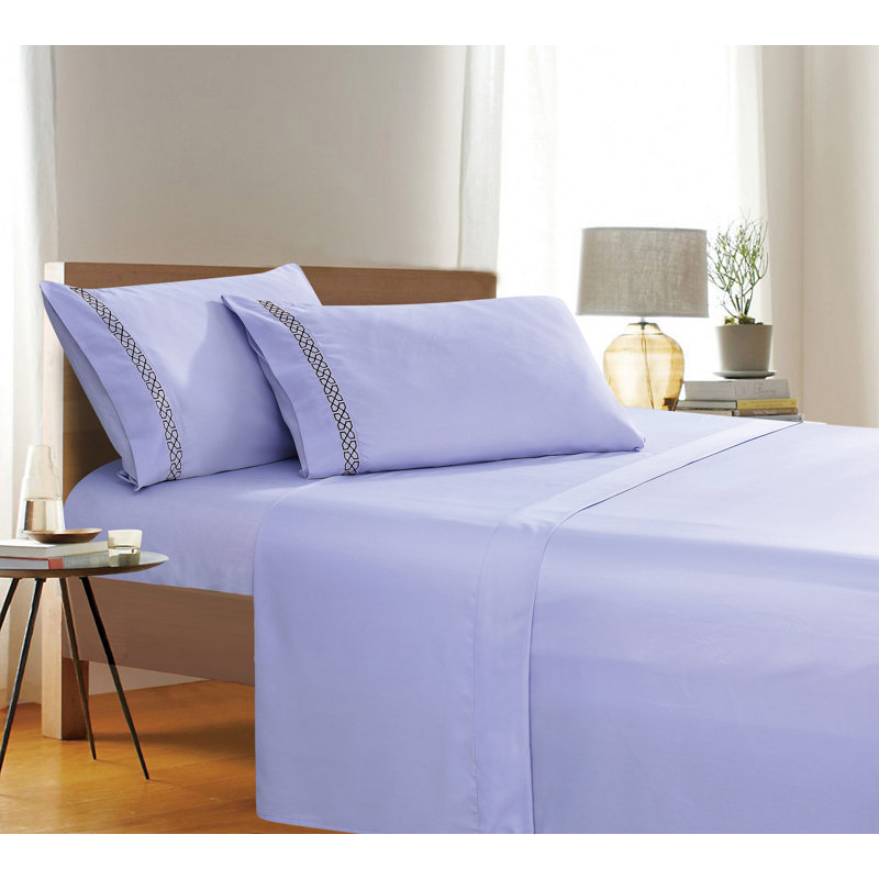 Ensemble de draps en microfibre percale, Lilas, Très grand
