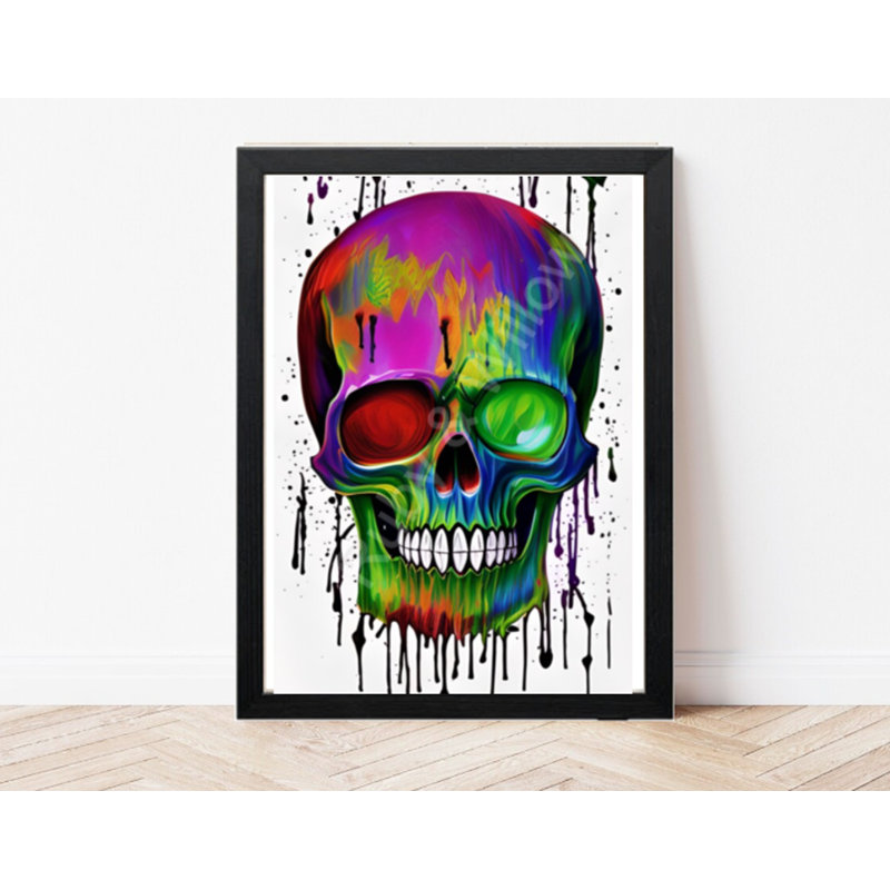 Skull Colourful Dripping - Skull Wall Art - Skull Pop Art - Graffiti Skull Print Wall Art Poster