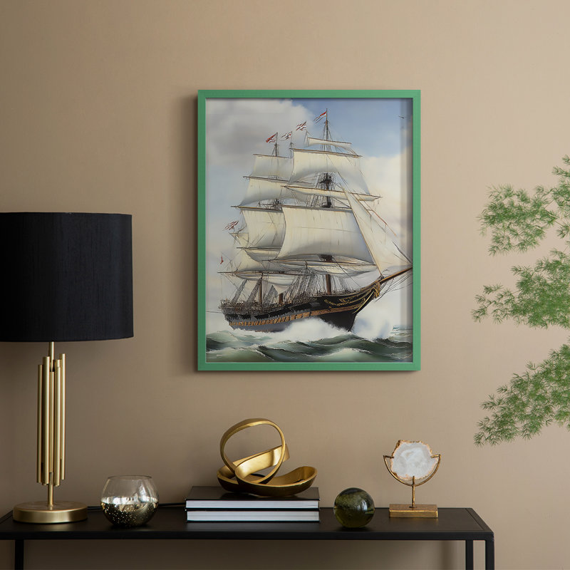 Reproduction encadrée NAUTICAL Series Lxxiv - bois massif, H 21 po x l 17 po, Vert