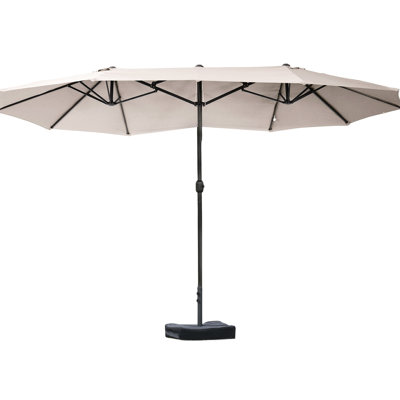 Parasol de patio extérieur de 15 pi, acier rectangulaire, double face, protection contre le soleil, manivelle facile à utiliser, protection pour terrasse de café, sans effort