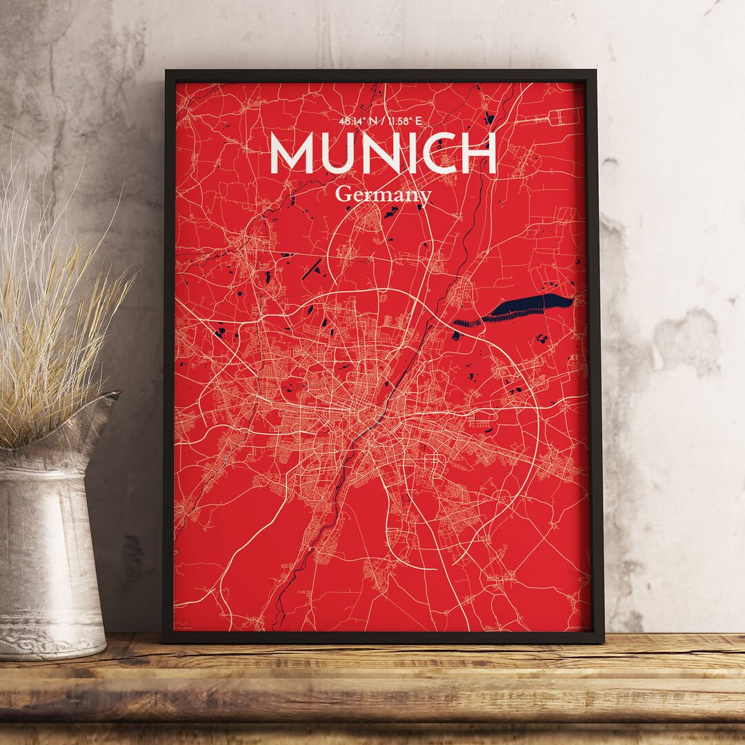 Grafikdruck Munich City Map