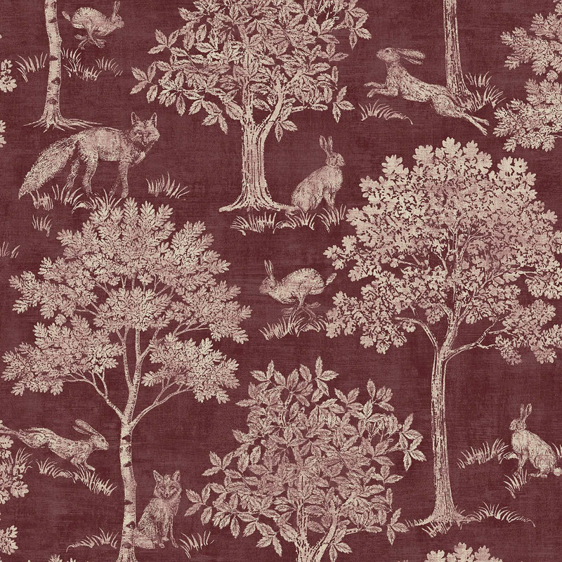 Joules Fox & Hare Red Wallpaper