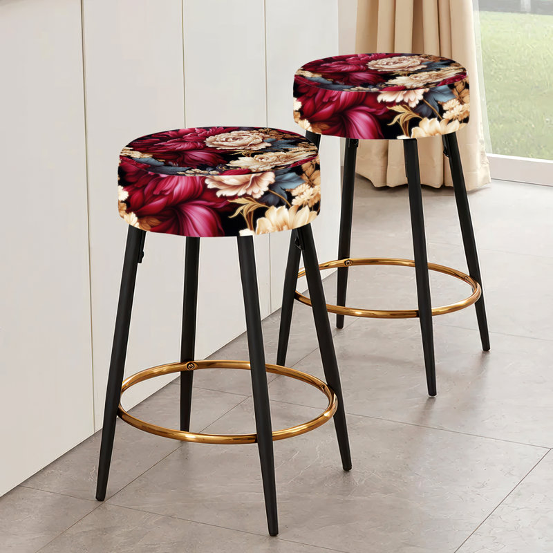 Ensemble de 2 tabourets de bar Royal Red et Beige