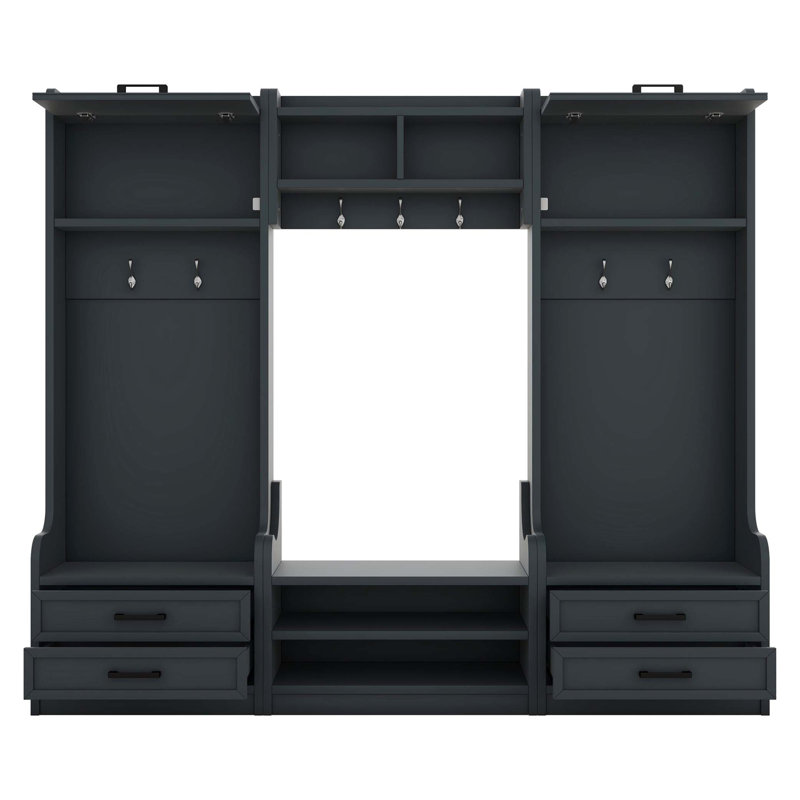 4-In-1 Detachable Hall Tree With Storage, Hooks, And Shoe Bench For Entryway Organization And Elegance