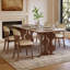 Table de salle à manger 71 "avec plateau en pierre frittée, piédestal en bois de frêne massif pour 6