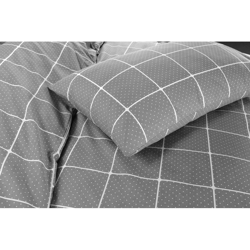 Aceline Cotton Blend Duvet Cover Set with Pillowcases Included, Grey, Super King - 2 Pillowcases (50 x 75cm)