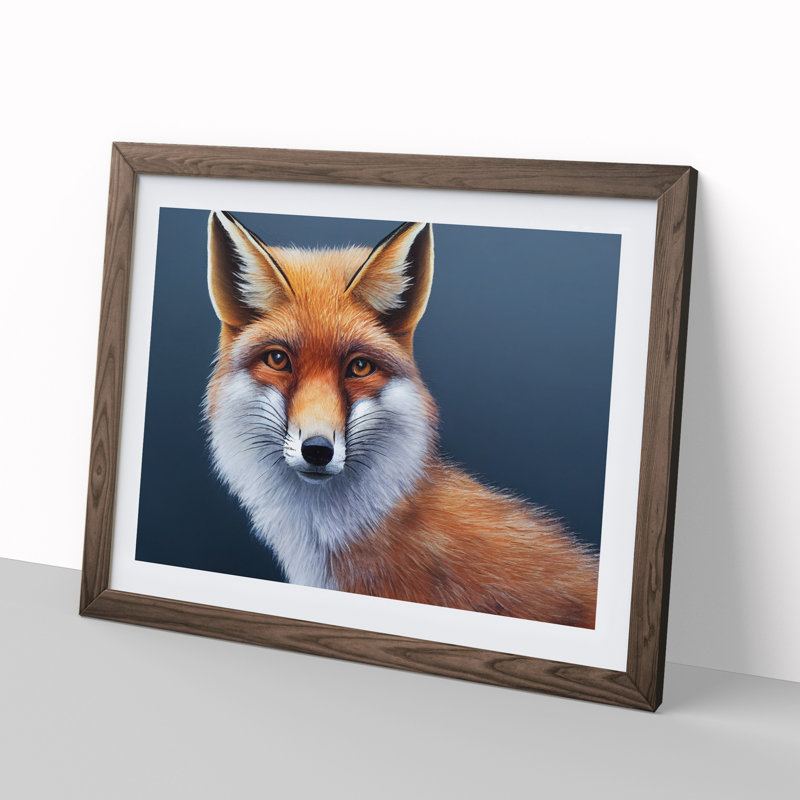 Electrifying Fox - Single Picture Frame Painting, 46cm H x 64cm W x 2cm D, Walnut 