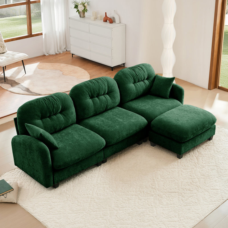 Modular Sectional L Shaped Couch With Ottoman, Premium Chenille Fabric, Tufted Cushion Backrest, Ergonomic Design For Easy Installation And Versatile Use