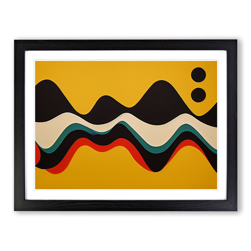Scandinavian Soundwave Abstract - Single Picture Frame Painting, Black , 34cm H x 46cm W x 2cm D