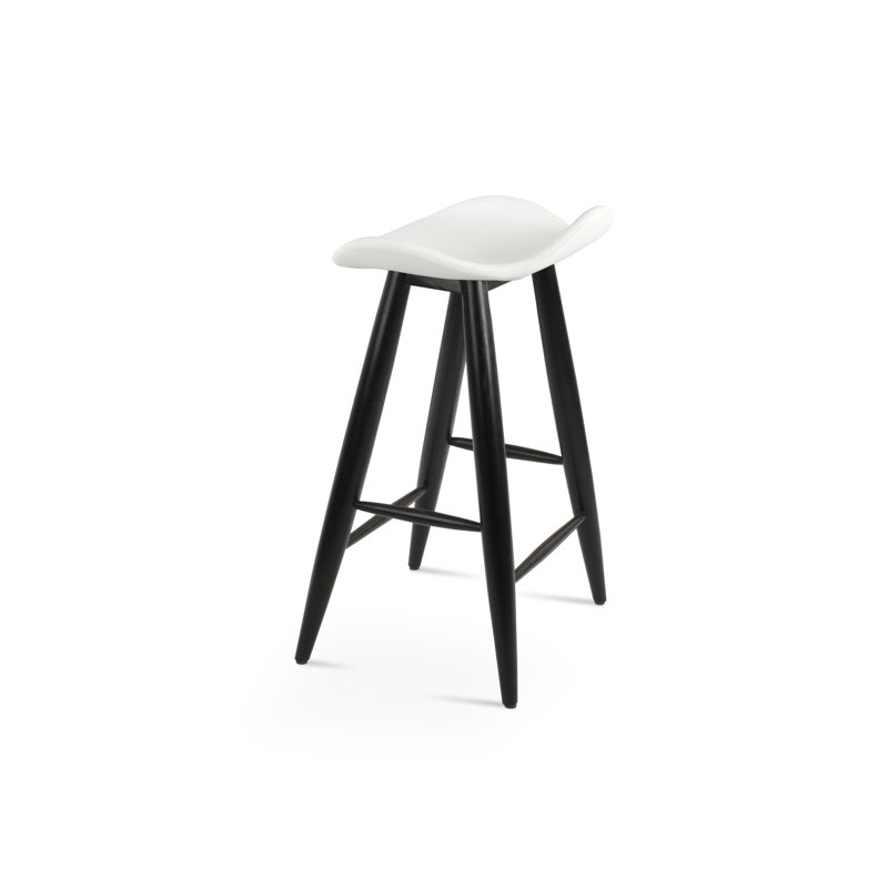 Tabouret Falcon Baba, Wengé, Similicuir blanc, Petit tabouret (siège d'une hauteur de 23 po)
