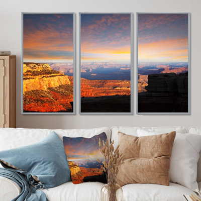 «Beautiful View of Grand Canyon», ensemble de 3 toiles encadrées
