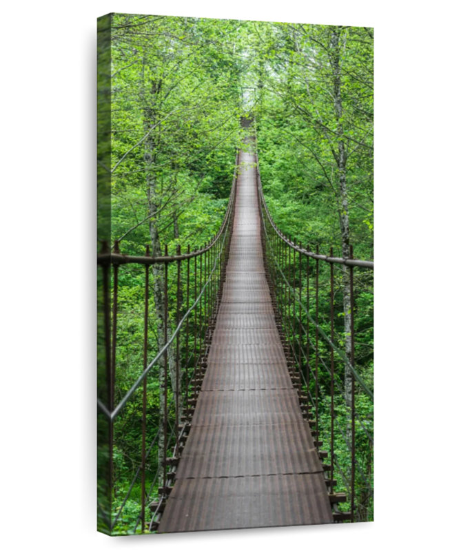 Pont dans la forêt, H 30 po x l 15 po