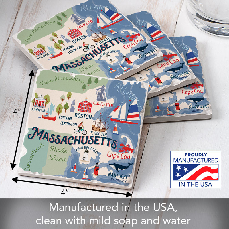 Ensemble de sous-verres 4 pièces Thirstystone Massachusetts