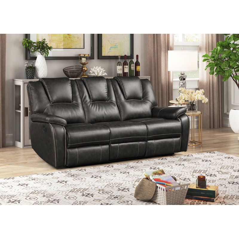 Cuir respirant avec canapé inclinable USB, Noir, Fauteuil inclinable électrique
