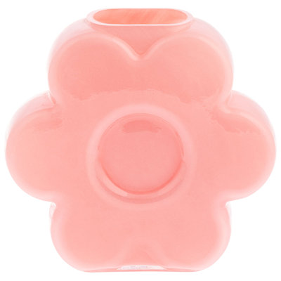 VASE À FLEURS EN VERRE ROSE