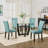 Wexford Collection Set of 4 Mid-Century Modern Parsons Dining Chairs, Upholstered Faux Leather Dining Chairs with Solid Wood Legs, High Back Side Chairs for Dining Room, Kitchen or Breakfast Nook, Light Blue-587628567