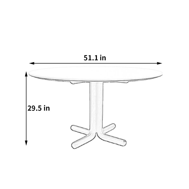 Romantic simple dining table, 29.5"H x 51.1"L x 51.1"W