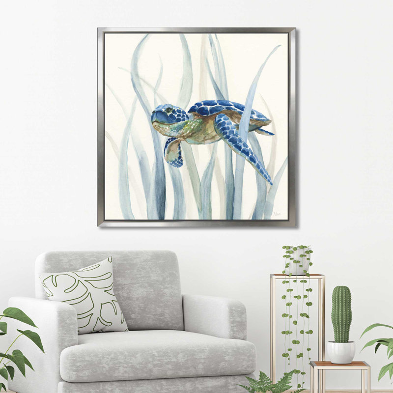 "Turtle In Seagrass II" par Nan, reproduction sur toile flottante, H 31,5 po x l 31,5 po x P 2 po