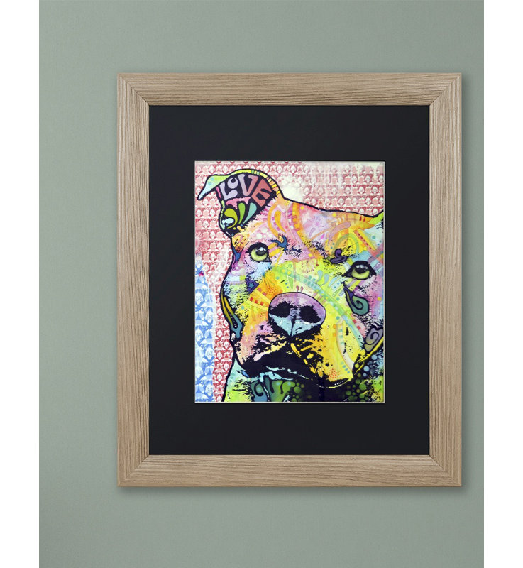 « thouthful pittbull ii », impression sur toile, H 20 po x l 16 po x P 0,5 po, Noir, Cadre argenté