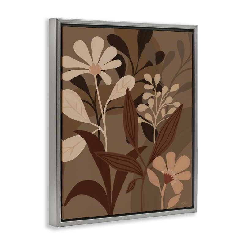 «Mute Boho Botanicals Floater», art mural sur toile par Dogwood, Cadre flottant gris lustré, H 31 po x l 25 po