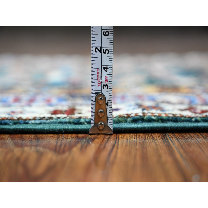 Tapis de couloir vert en laine noué à la main Super Kazak 1 pi 11 po x 5 pi 8 po