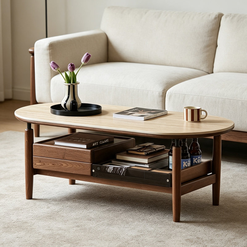 Table à thé en granit de bois massif de style médiéval, H 17,3 po x l 39,5 po x P 20,2 po