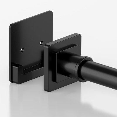 Tringle de rideau de douche noir mat 31-79 pouces avec supports, tringle de douche en acier inoxydable et tringle de tension, tringle de rideau de douche à tension réglable pour salle de bain, fenêtres, placard