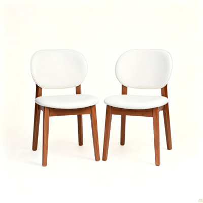 Ensemble de table de salle à manger 7 pièces en bois massif, table de salle à manger rectangulaire Mid-Century avec 6 chaises rembourrées en cuir de polyuréthane, ensemble de meubles de salle à manger en bois de noyer pour 4 personnes, maison de campagne moderne
