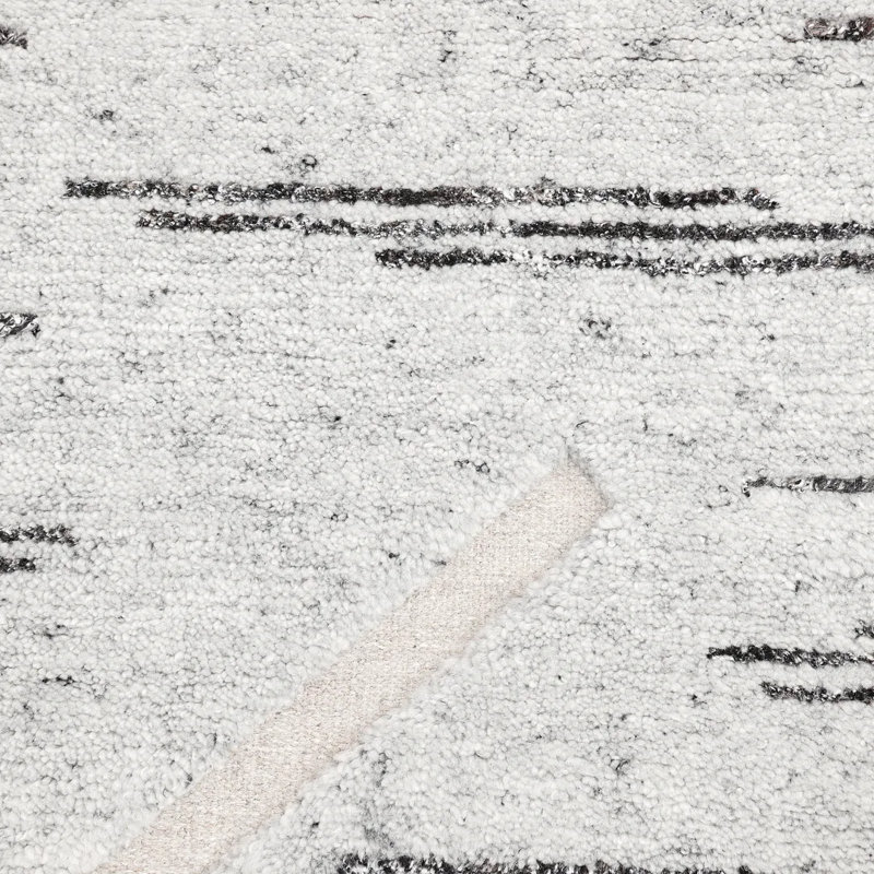Abstract Area Rug in Light Gray/Black, Rectangle 9' x 12'