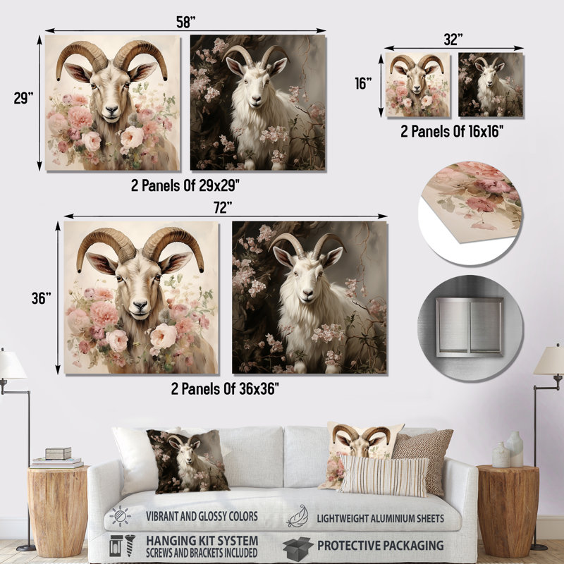 Ensemble de 2 décorations murales carrées Alpine, H 36 po x l 72 po