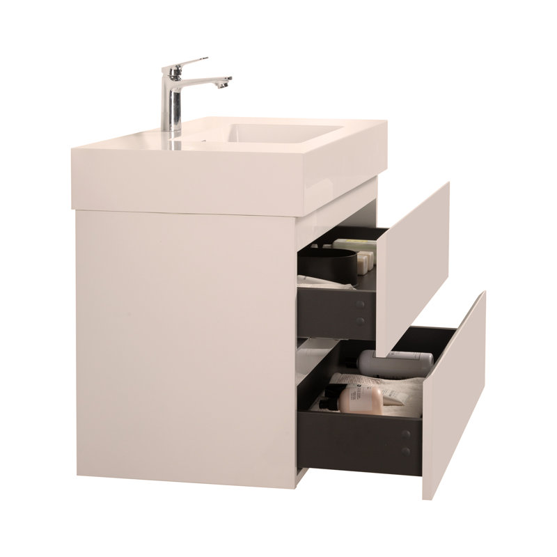 36" Bathroom Vanity with Sink, Large Storage Wall Mounted Floating Bathroom Vanity for Bathroom, White