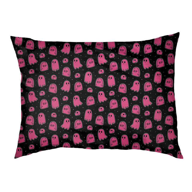 Coussin décoratif pour chien à l’extérieur pastel Campion, Grand (l 42,5 po x P 32,5 po x H 14 po), Noir / Rose