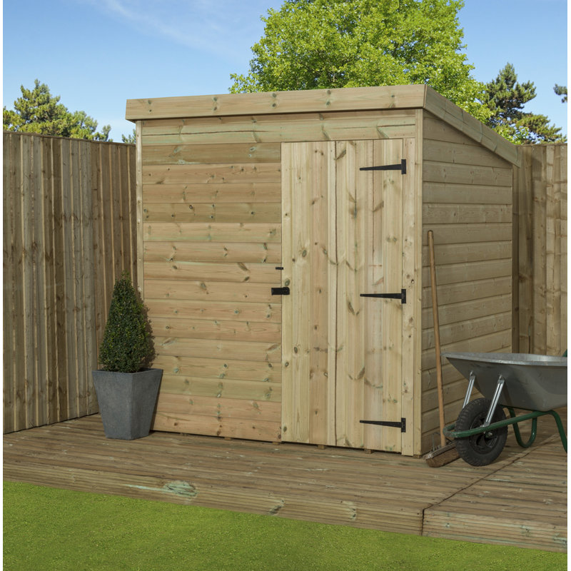 7 Ft. W x 6 Ft. D Shiplap Pent Wooden Shed, Right Hand Side, 8 ft. W x 4 ft. D