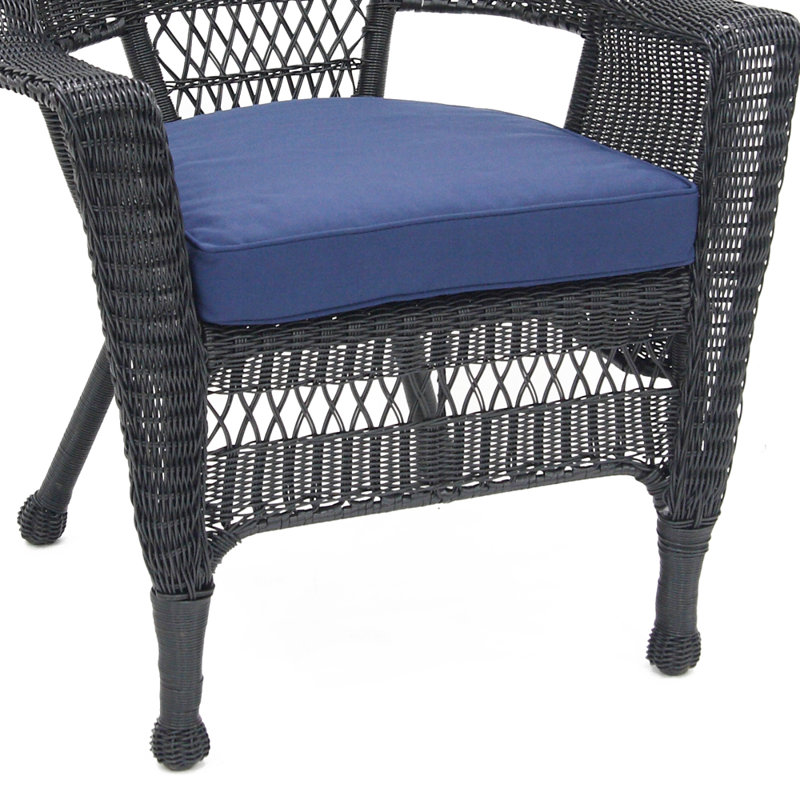 Chaise de patio avec coussins Burrowes, Bleu, gris