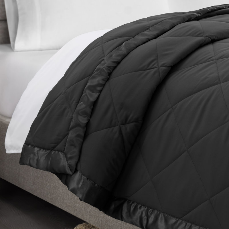  Édredon simple matelassé, Noir, Édredon double