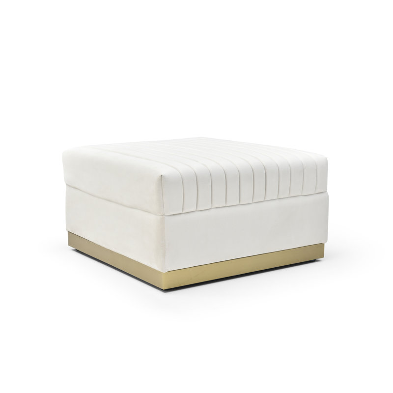 Big Size Modern Beige Velvet Table - Functional Living Room Accessory Foot Rest, Beige