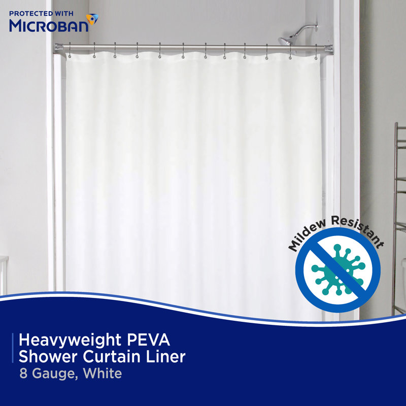 Microban Peva Solid Shower Curtain Liner, White