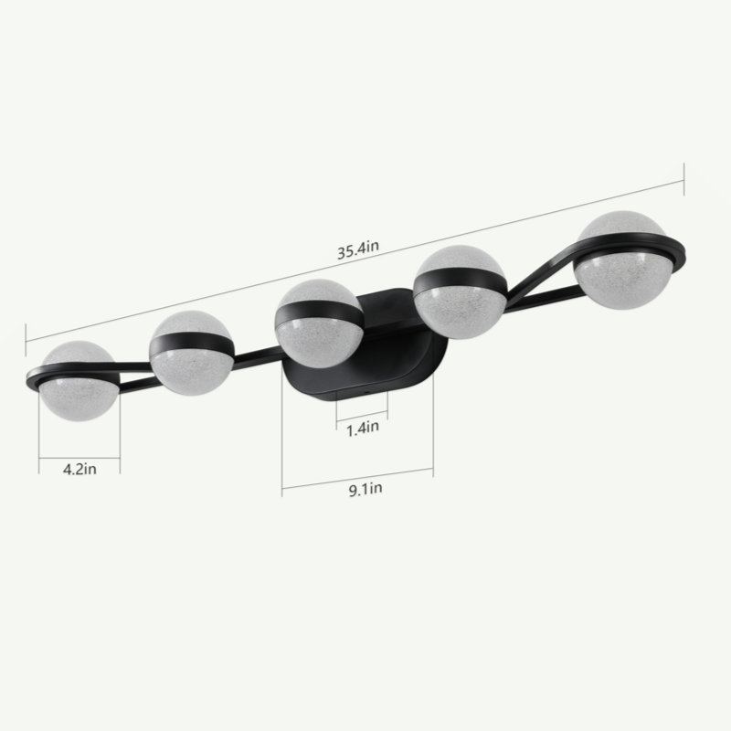 Modern Minimalist Bathroom Vanity Light, LED 5 Bulb Frosted Glass Shades, Wall Mounted Decorative Lighting Fixture, Suitable For Bathroom Vanity Mirror (Champagne)