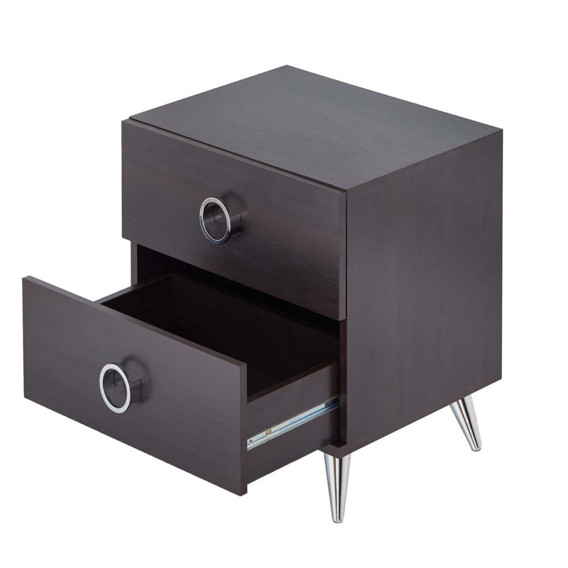 Table d'appoint rectangulaire à 2 tiroirs Espresso